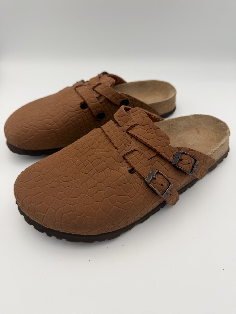 Birki’s Birkenstock Camden Brown Croc Double Strap Clogs Size 250 vintage